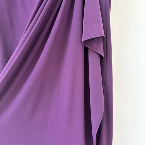 Betsy & Adam Sleeveless Draped Purple Evening Gown Rhinestone Accents 22W - Picture 3 of 13